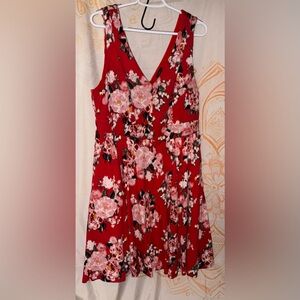 torrid Red Floral V-Neck Midi Dress